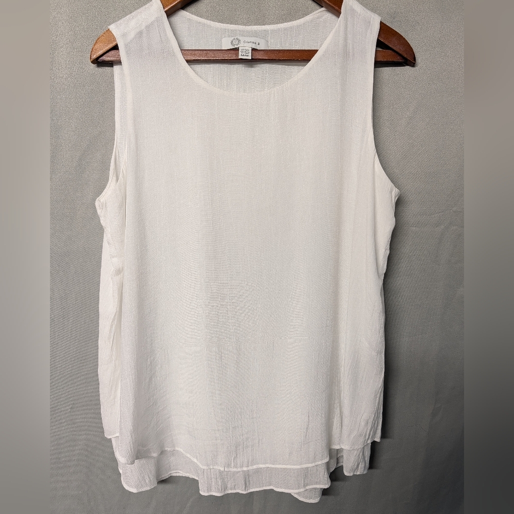 Chiffon Layered White Sleeveless Camisole Size Medium EUC